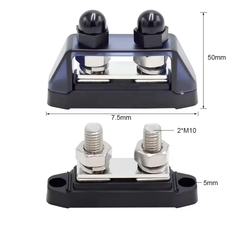 Busbar Black Dual Stud Terminal Power Distribution Block