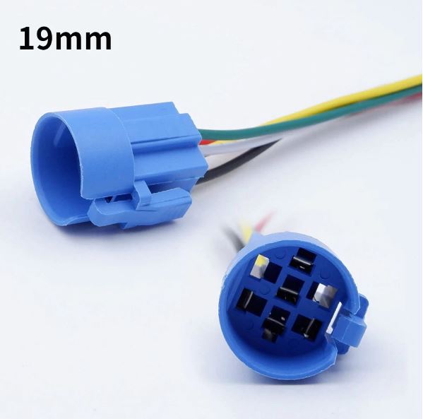 Momentary Push Button Switch Blue 19mm with Wiring Harness