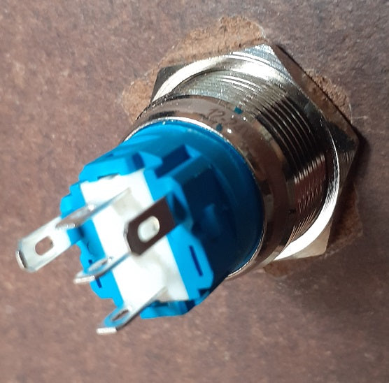 Momentary Push Button Switch with Power Icon Green 19mm