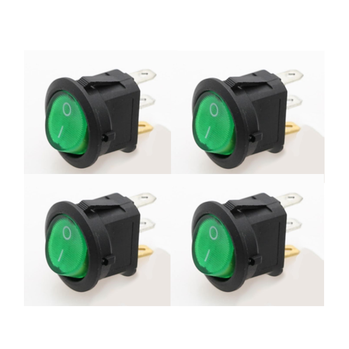 (4X) Green Switch 12V DC 20A On/Off with LED