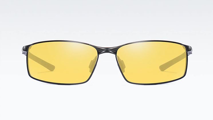 Sunglasses Metal Alloy Black Frame Yellow Lens