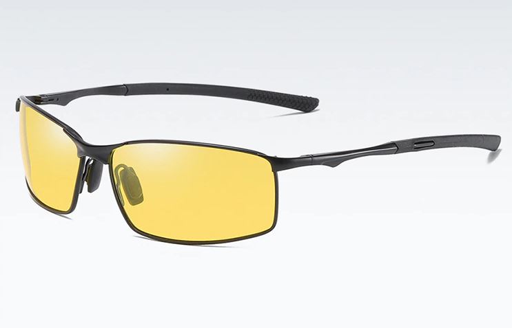 Sunglasses Metal Alloy Black Frame Yellow Lens