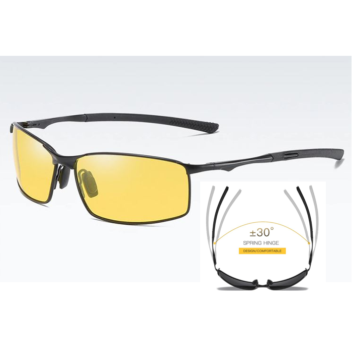 Sunglasses Metal Alloy Black Frame Yellow Lens