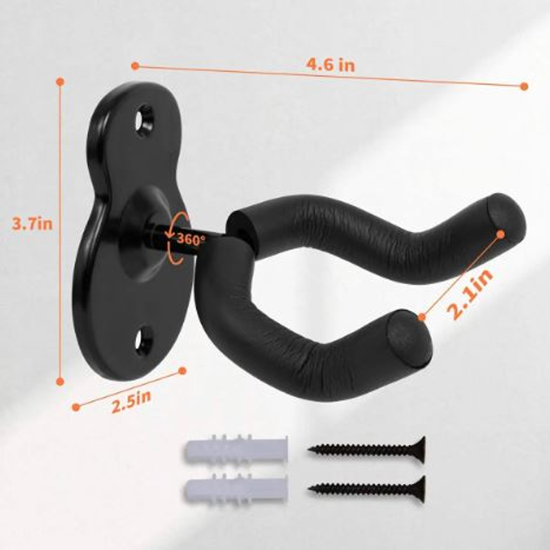 Guitar Wall Mount Hanger Black Metal Holder