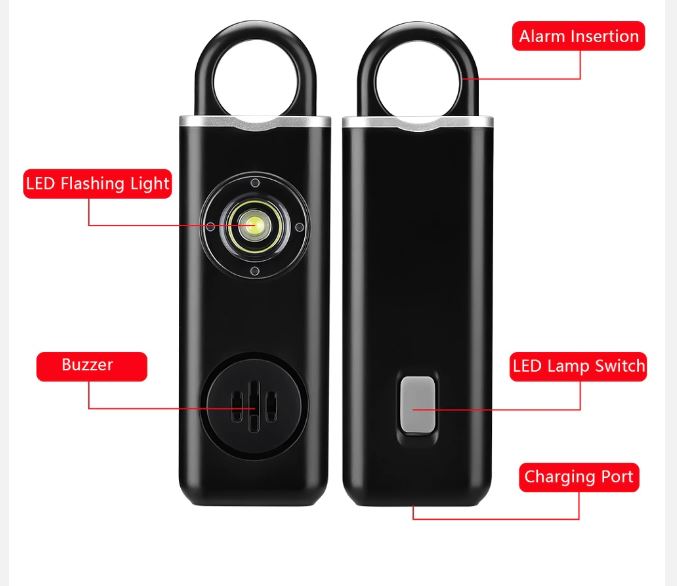 Personal Panic Alarm & Flashlight USB Charge