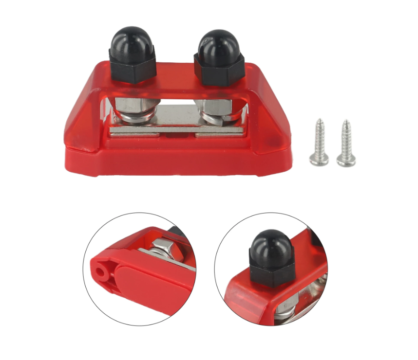 Busbar Red Dual Stud Terminal Power Distribution Block