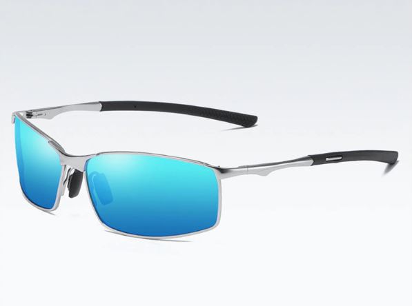 Sunglasses Metal Alloy Silver Frame Lens Blue